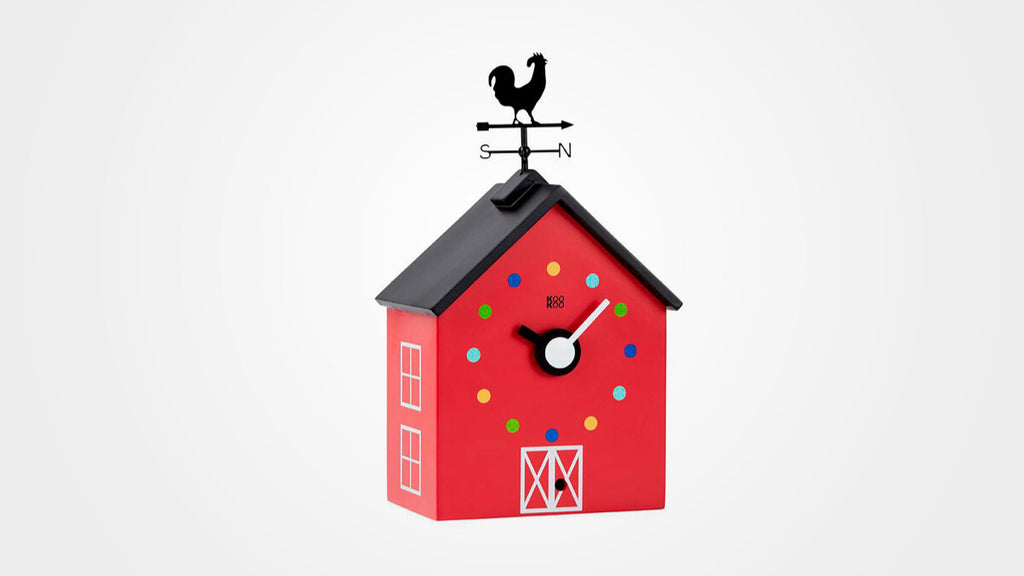 KOOKOO RedBarn Quartz Clock with Weathercock and Animal Sounds (Deals: Good Like New)