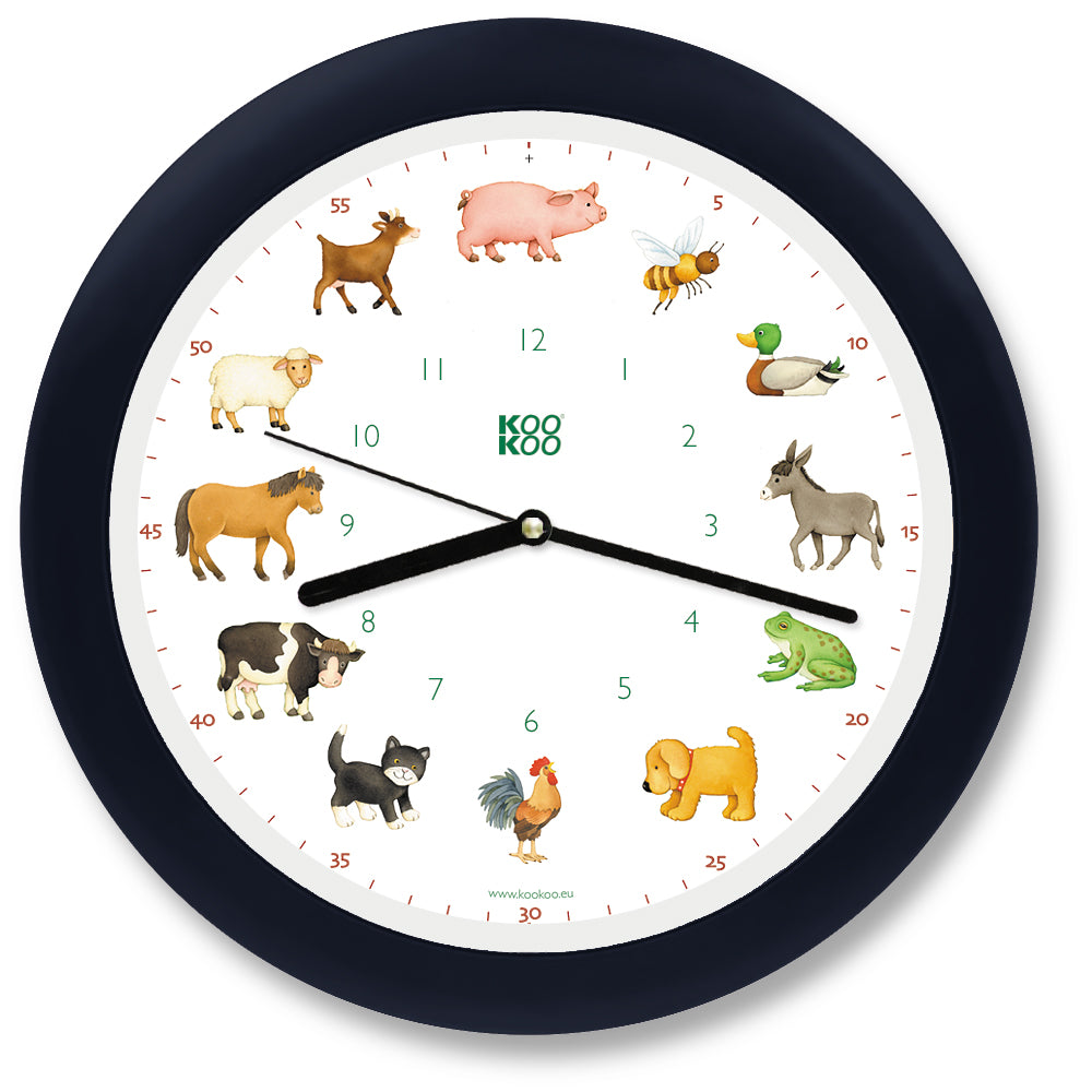 KOOKOO KidsWorld, wall clock with real animal sounds