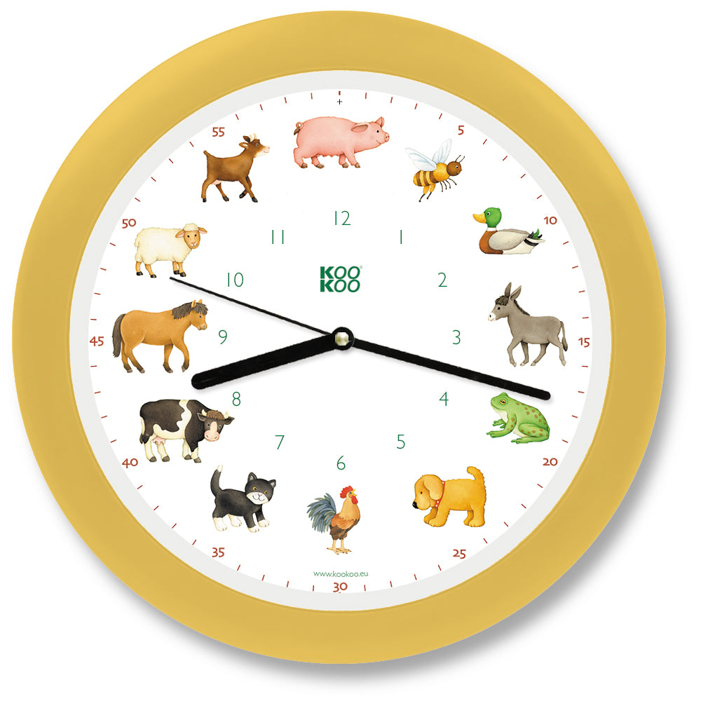 KOOKOO KidsWorld, wall clock with real animal sounds