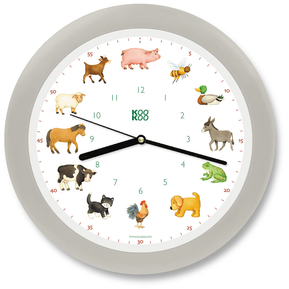 KOOKOO KidsWorld, horloge murale avec de vrais sons d'animaux