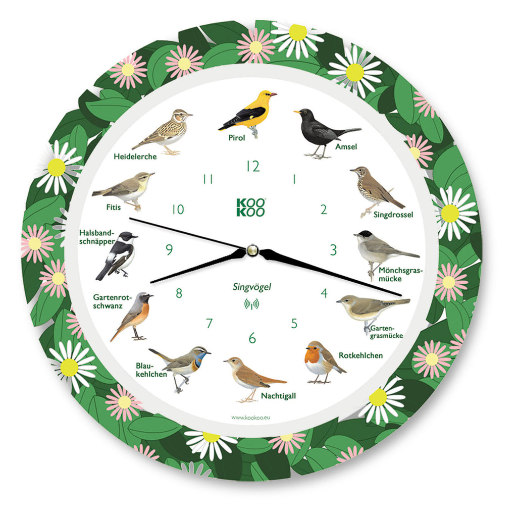 Oiseaux chanteurs KOOKOO avec mouvement à quartz radio RC, enregistrements de la nature (Affaire: bien, comme neuf)