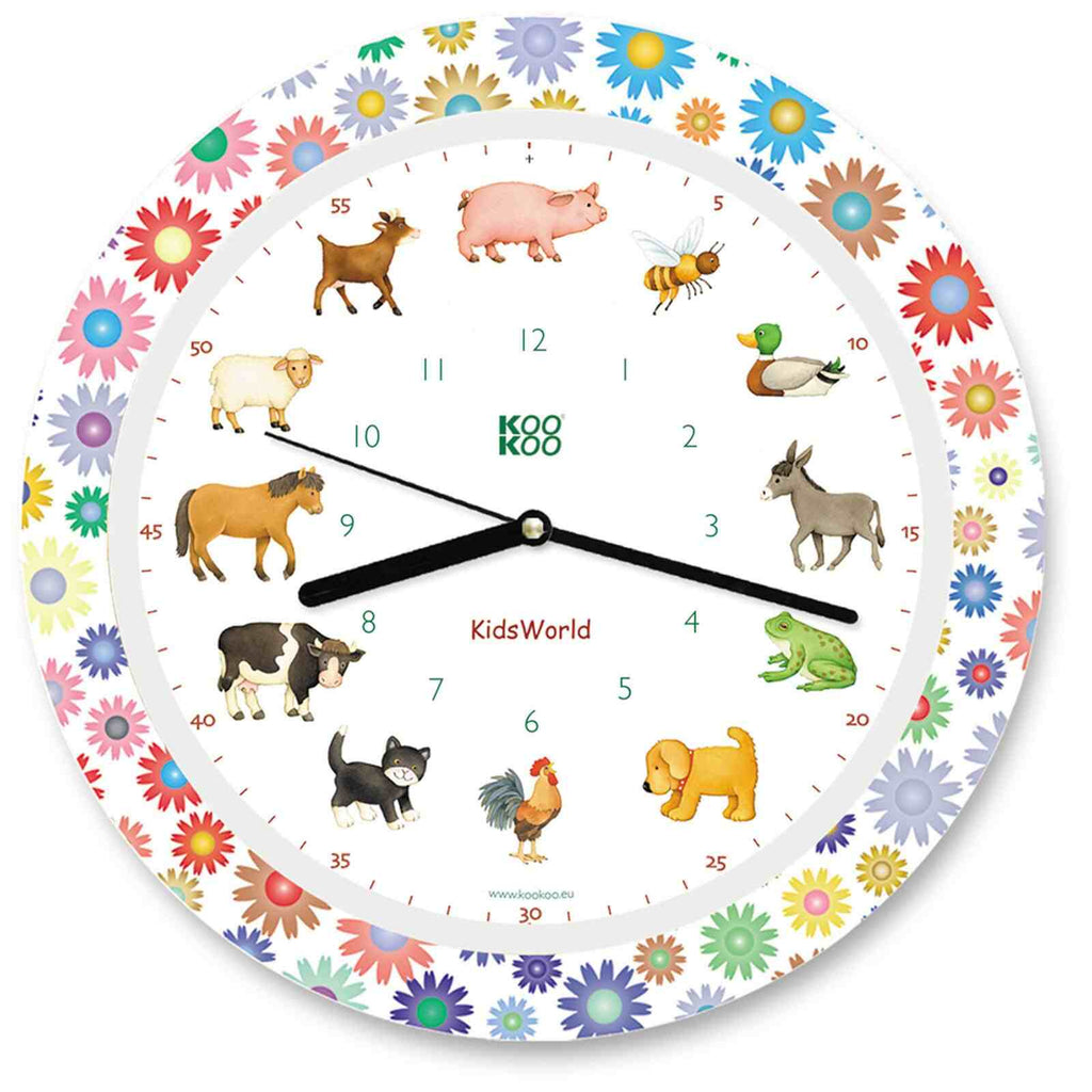 KOOKOO KidsWorld, Wanduhr mit echten Tierstimmen (Deals: gut, wie neu)