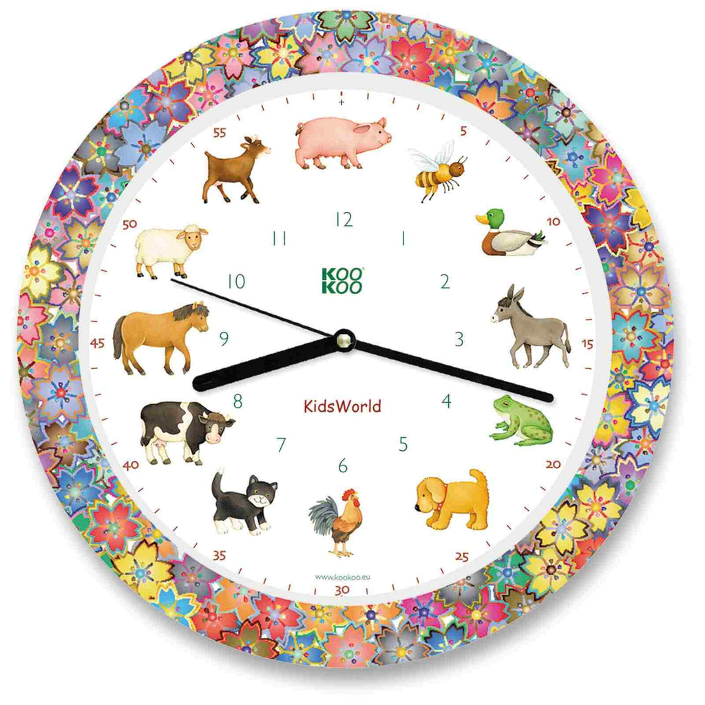 KOOKOO KidsWorld, Wanduhr mit echten Tierstimmen (Deals: gut, wie neu)