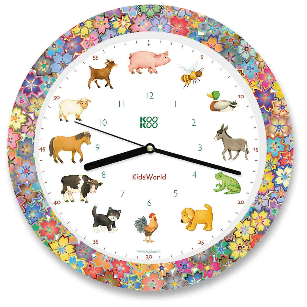 KOOKOO KidsWorld, wall clock with real animal sounds (Deals: good, like new)