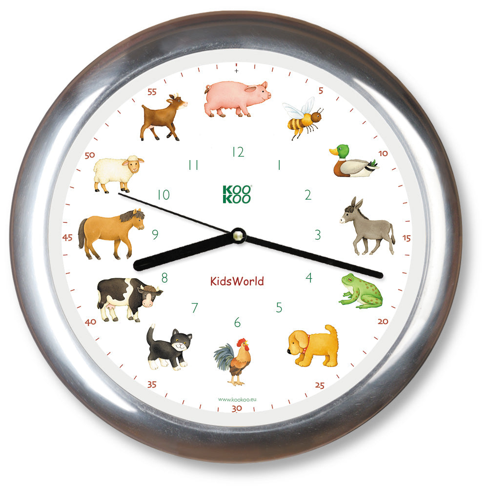 KOOKOO KidsWorld, wall clock with real animal sounds