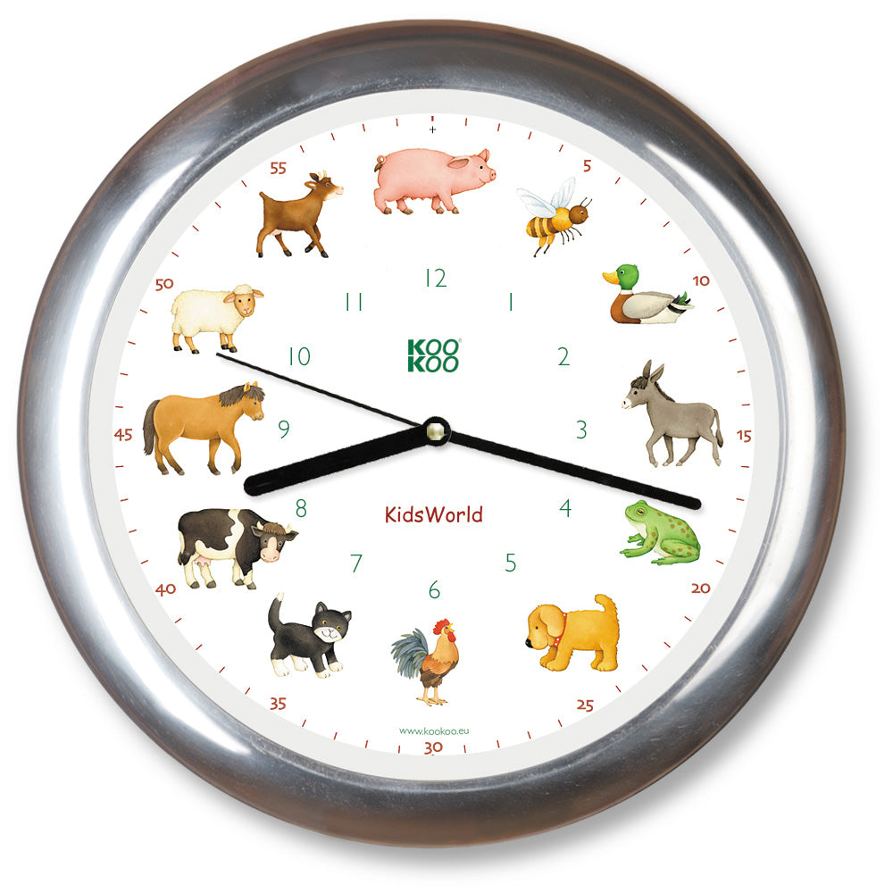 KOOKOO KidsWorld, Wanduhr mit echten Tierstimmen (Deals: gut, wie neu)