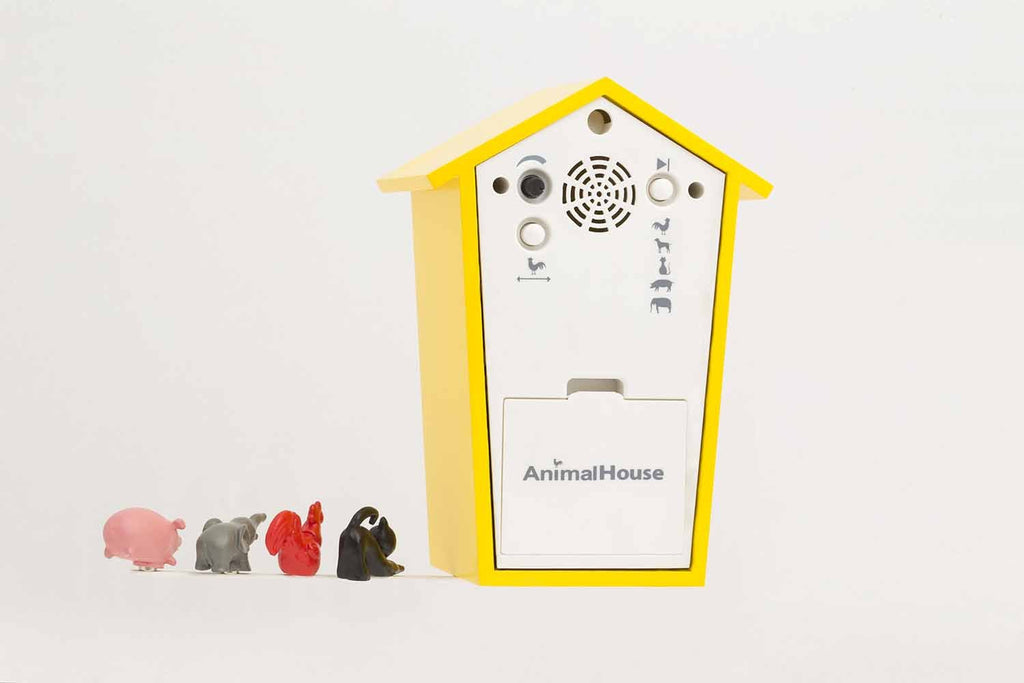 KOOKOO AnimalHouse, kleine Kuckucksuhr mit Tierstimmen